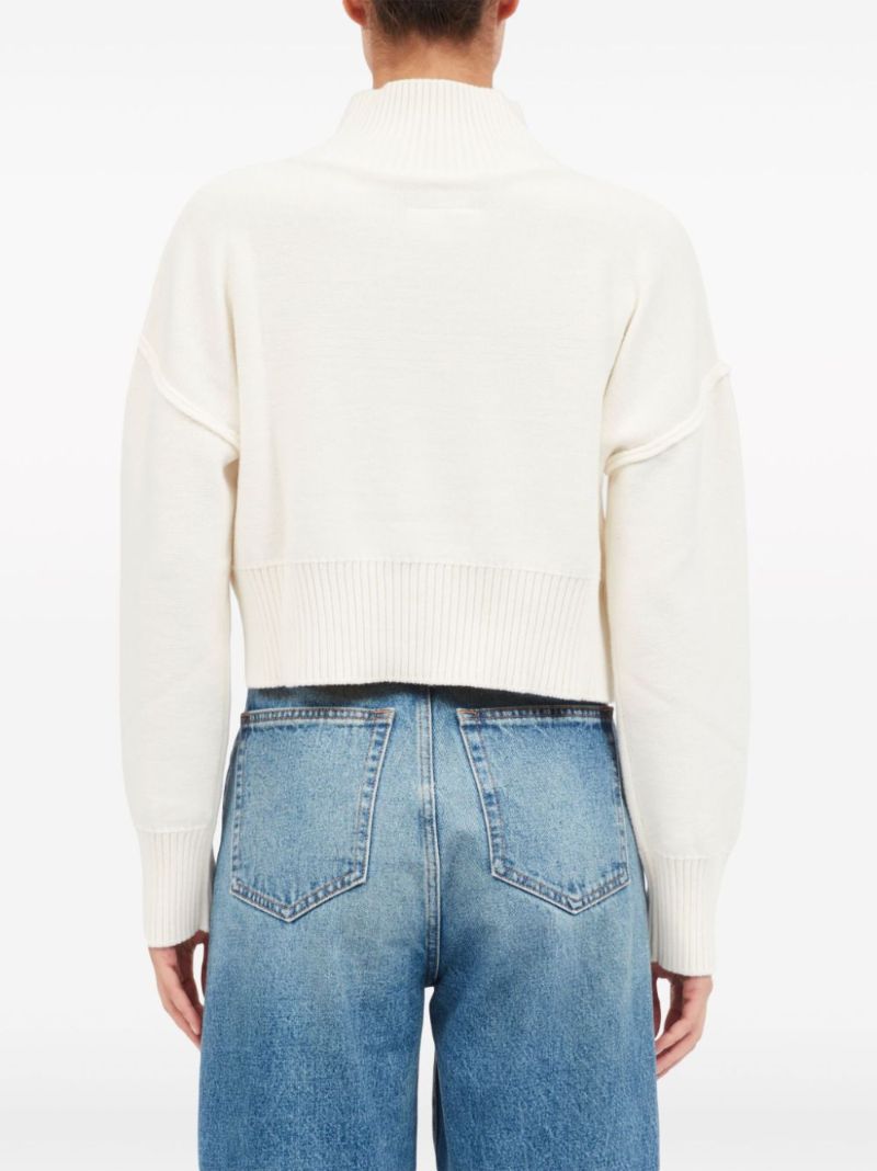 White Distressed Cropped Jumper