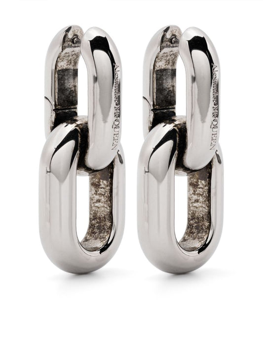 Silver-tone Peak Chain-link Earrings