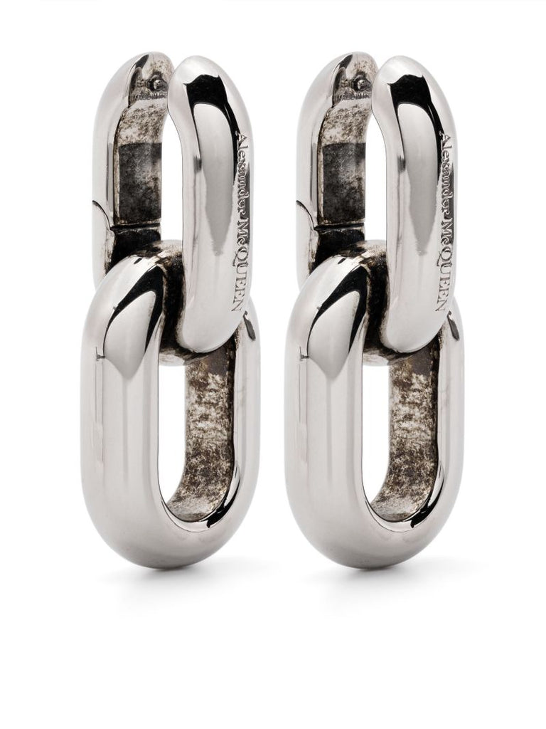 Silver-tone Peak Chain-link Earrings