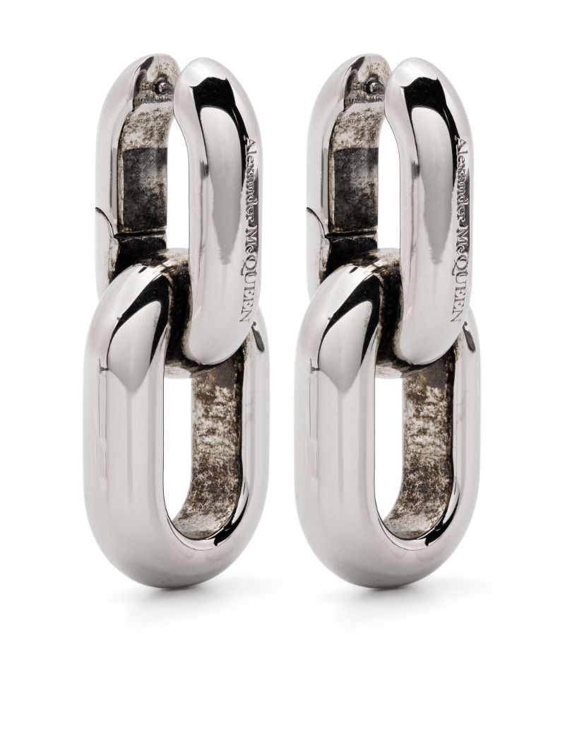 Silver-tone Peak Chain-link Earrings