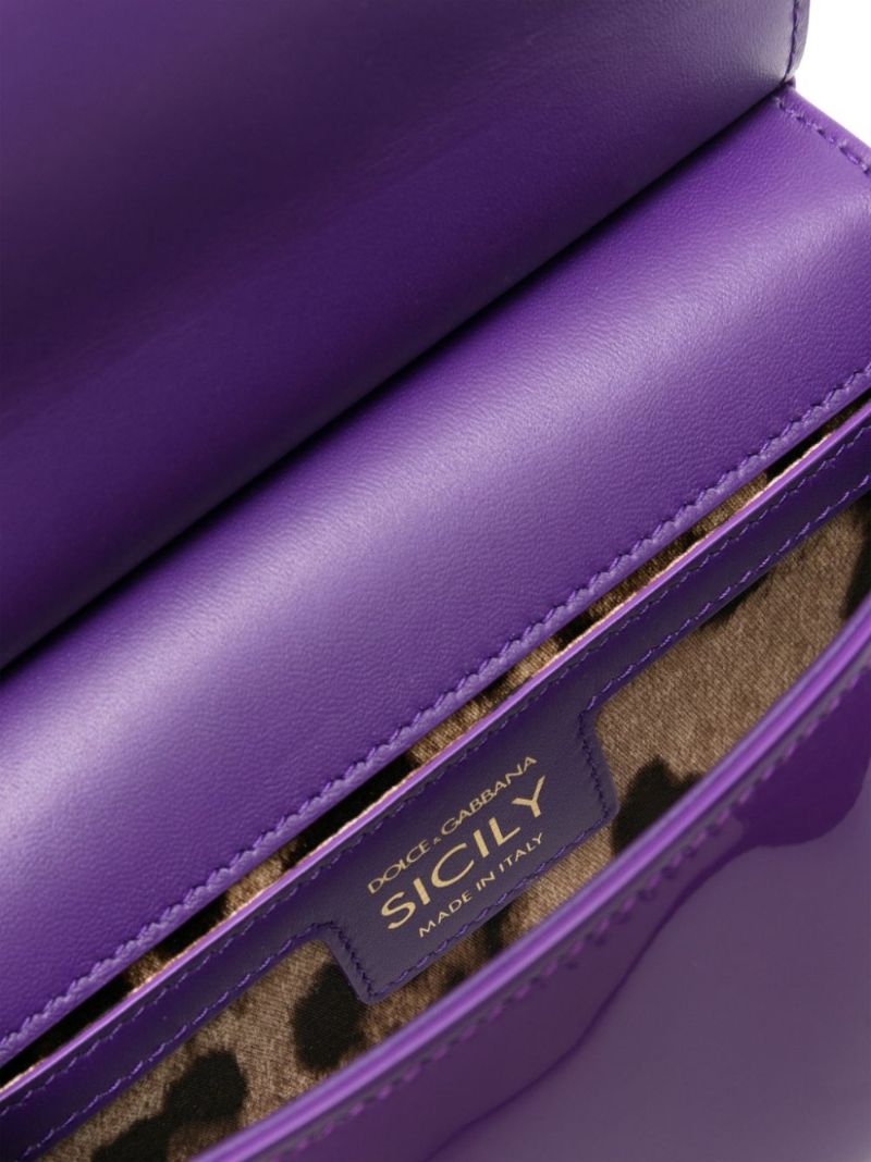Purple Sicily Small Leather Tote Bag