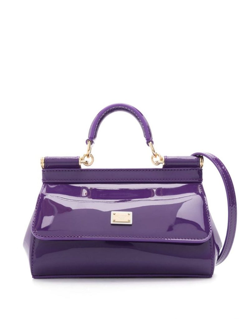 Purple Sicily Small Leather Tote Bag