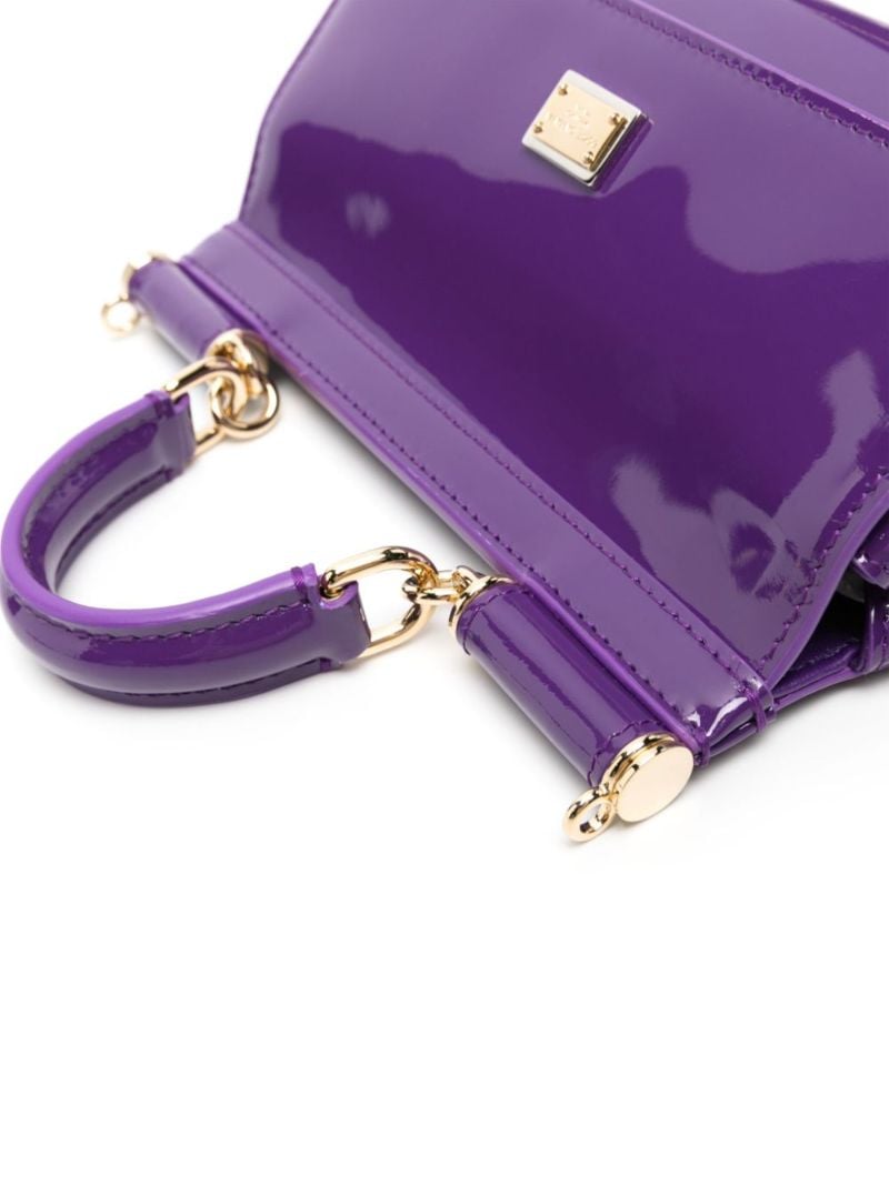 Purple Sicily Small Leather Tote Bag