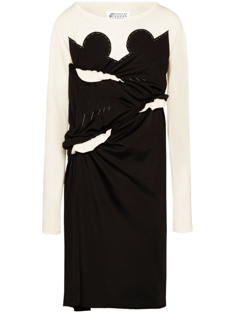 White Spliced Layered Dress