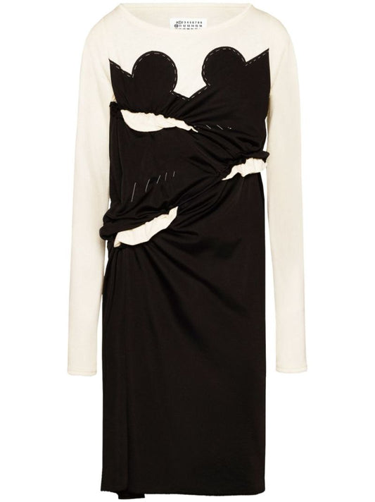 White Spliced Layered Dress