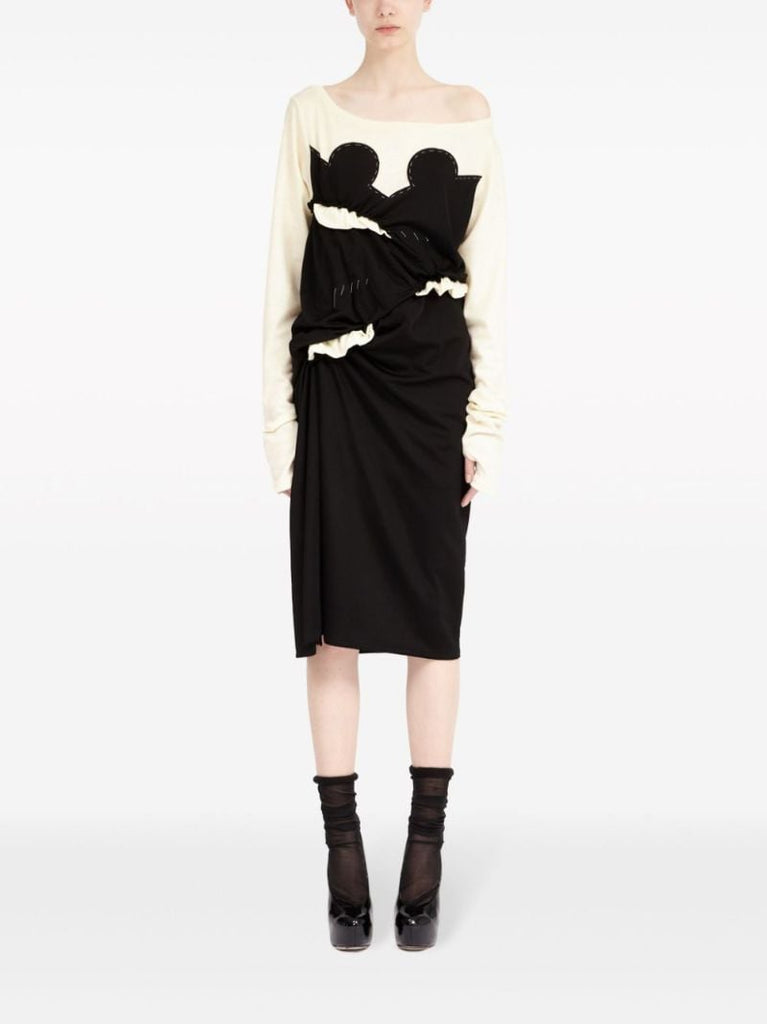 White Spliced Layered Dress