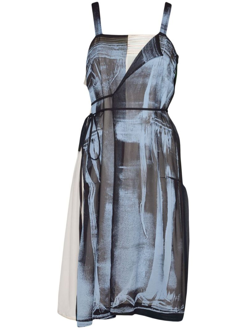 Blue Freeze-frame Silk Dress