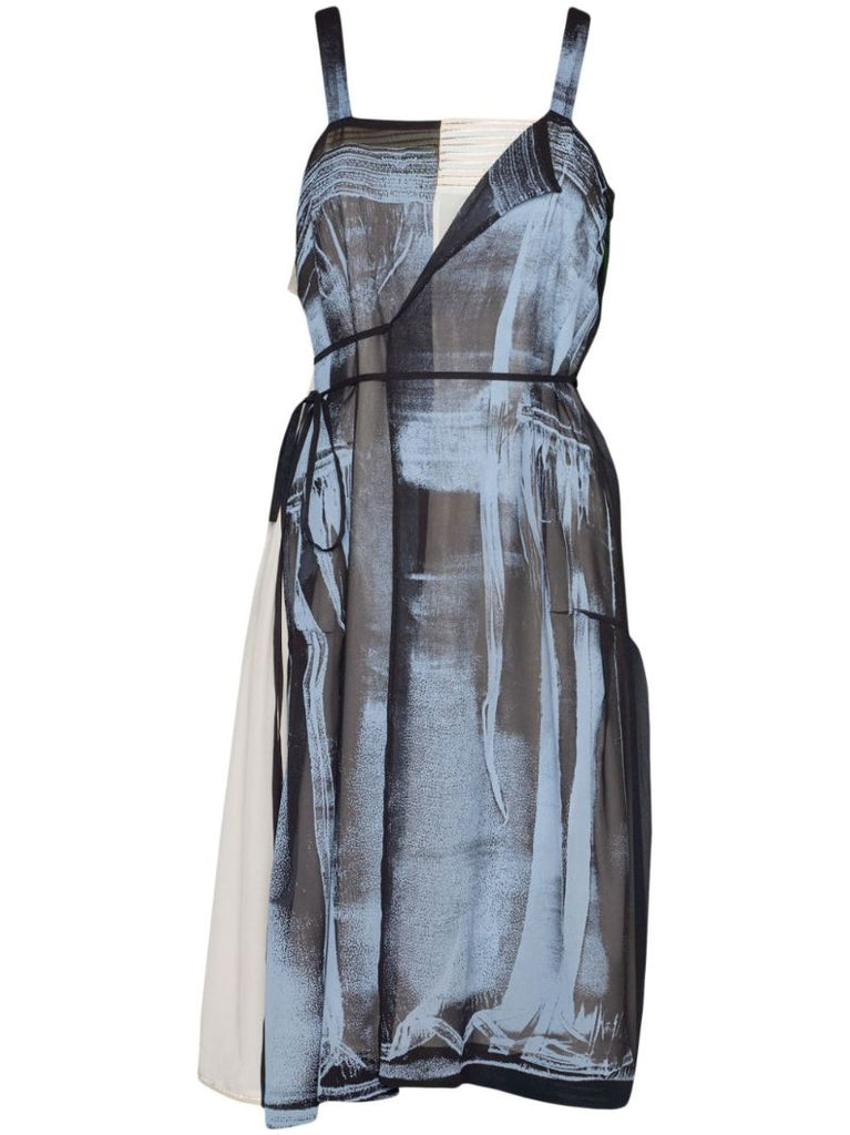 Blue Freeze-frame Silk Dress