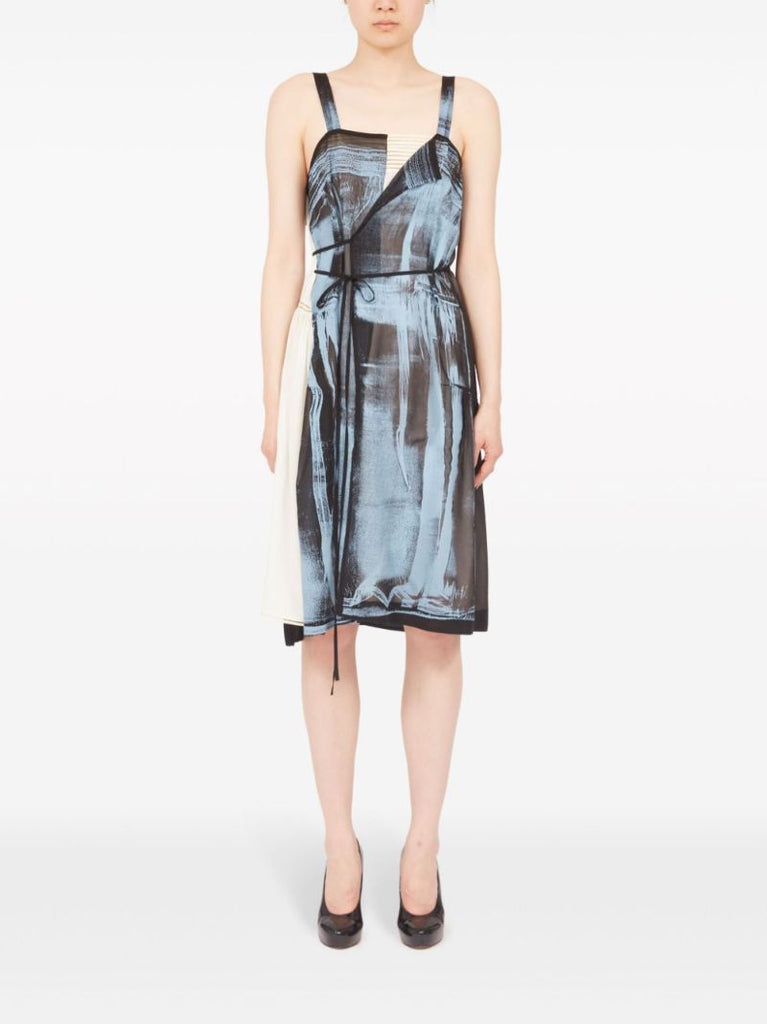 Blue Freeze-frame Silk Dress