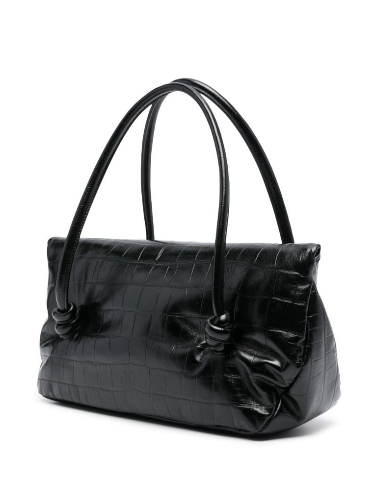 Black Medium Crocodile-effect Shoulder Bag