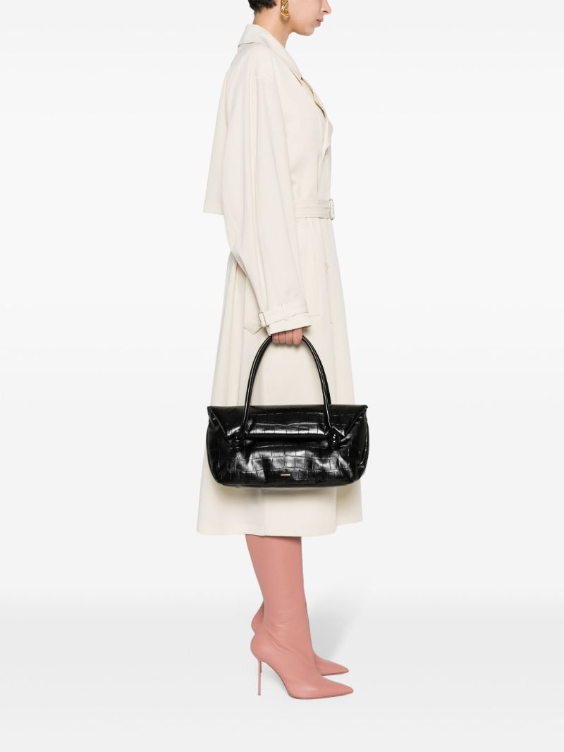 Black Medium Crocodile-effect Shoulder Bag