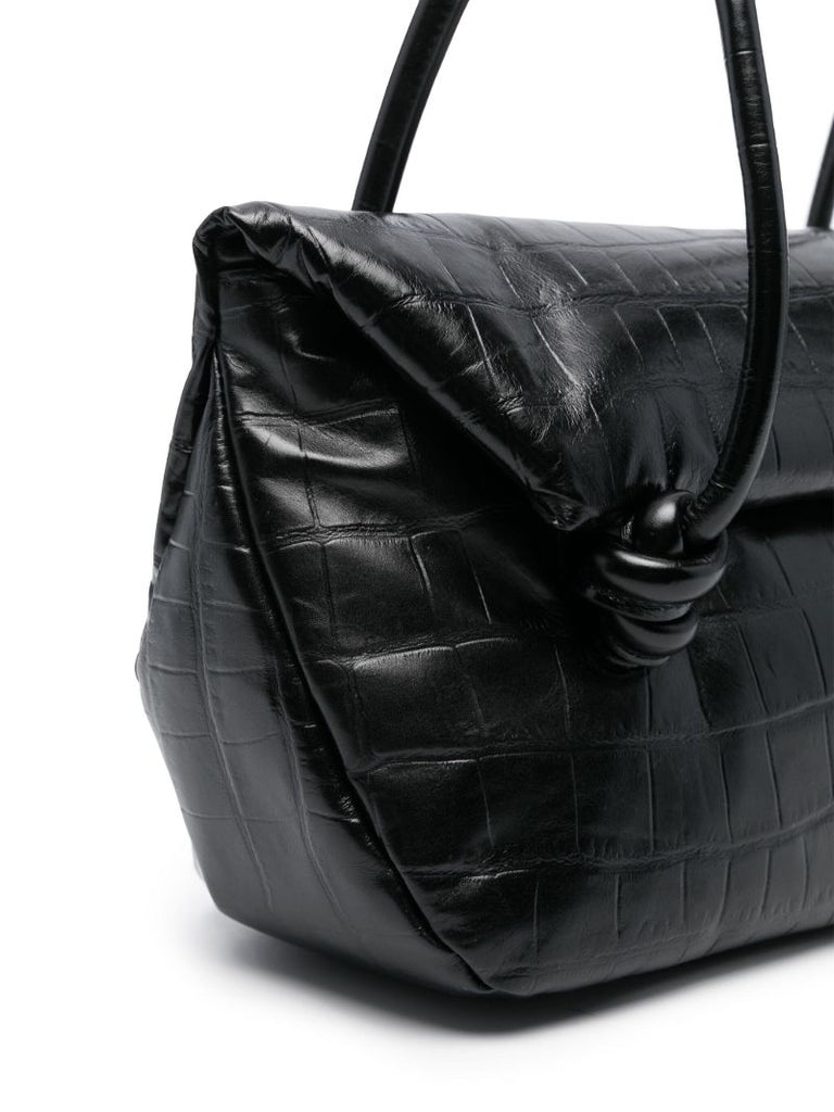 Black Medium Crocodile-effect Shoulder Bag