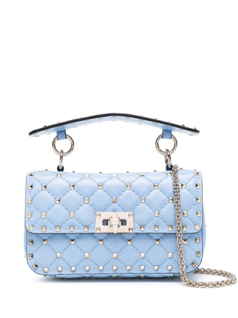 Blue Rockstud Spike Medium Small Shoulder Bag