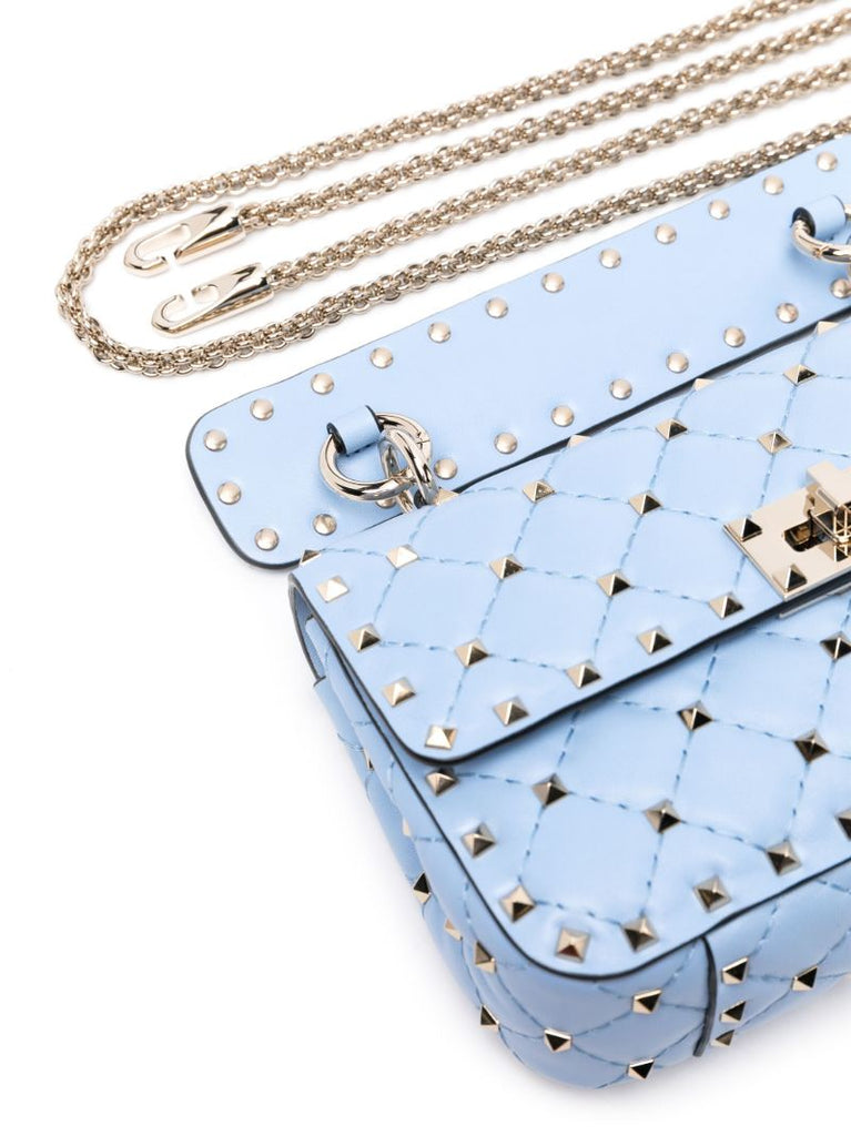 Blue Rockstud Spike Medium Small Shoulder Bag
