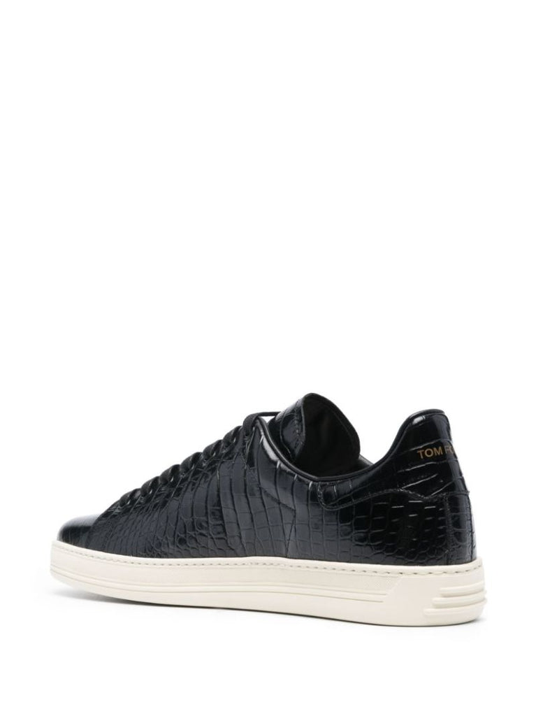 Black Warwick Crocodile-effect Sneakers