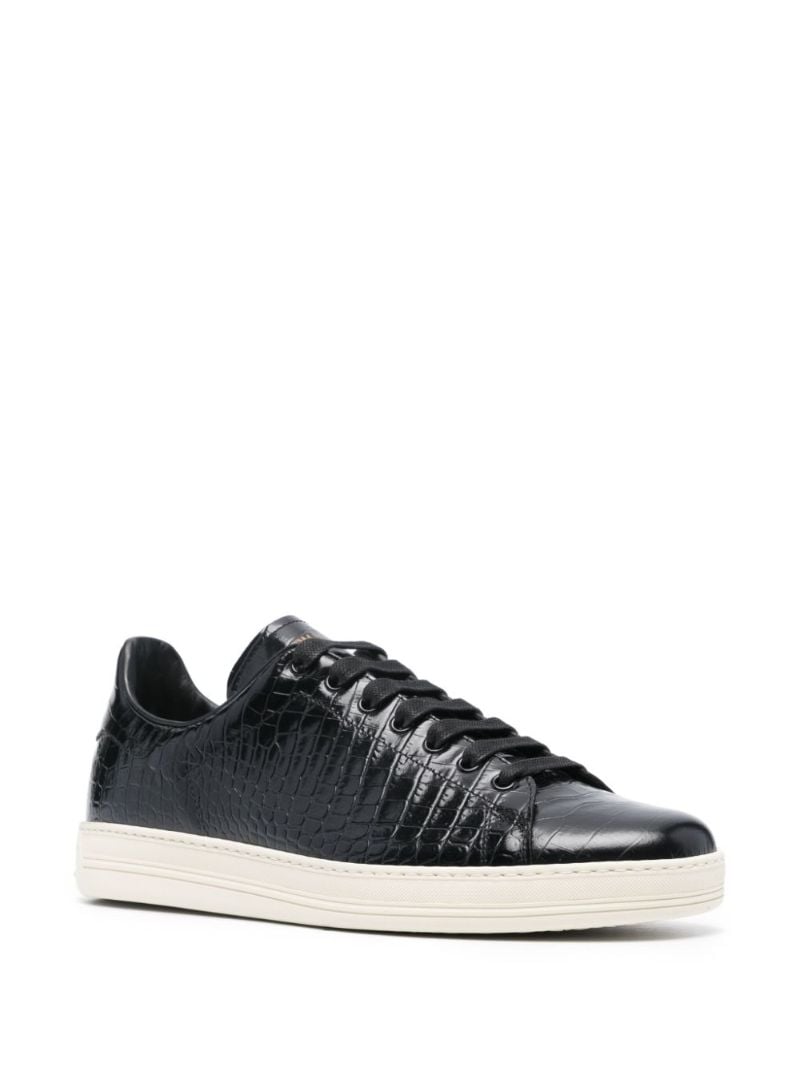 Black Warwick Crocodile-effect Sneakers