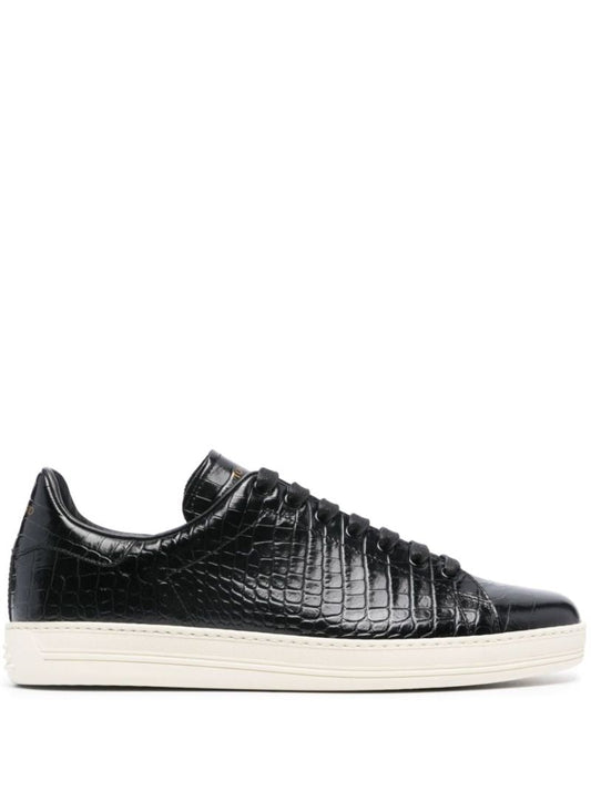 Black Warwick Crocodile-effect Sneakers