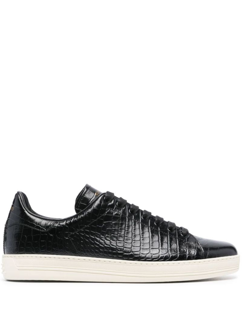 Black Warwick Crocodile-effect Sneakers
