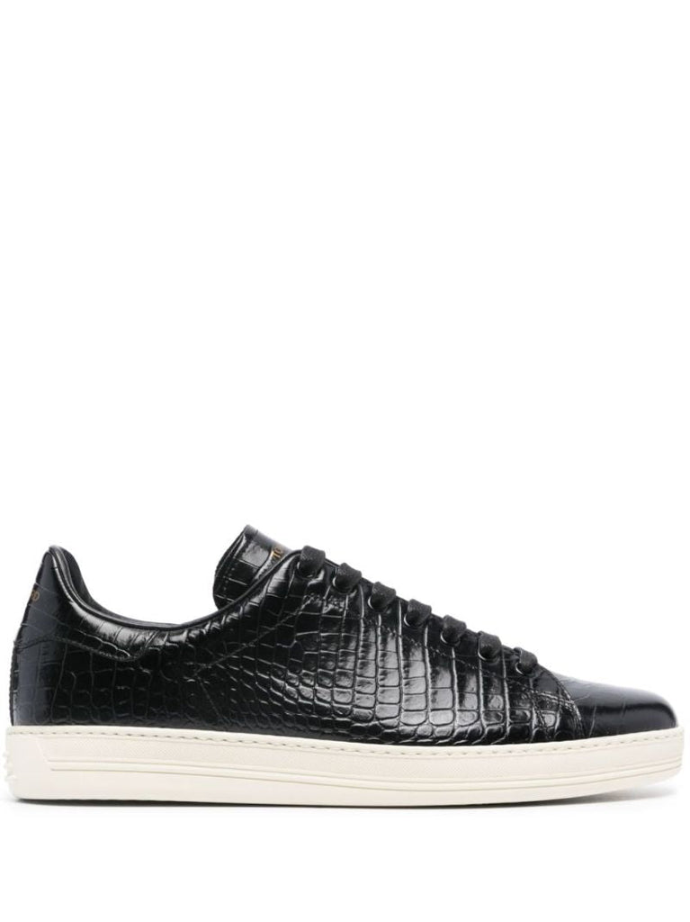 Black Warwick Crocodile-effect Sneakers