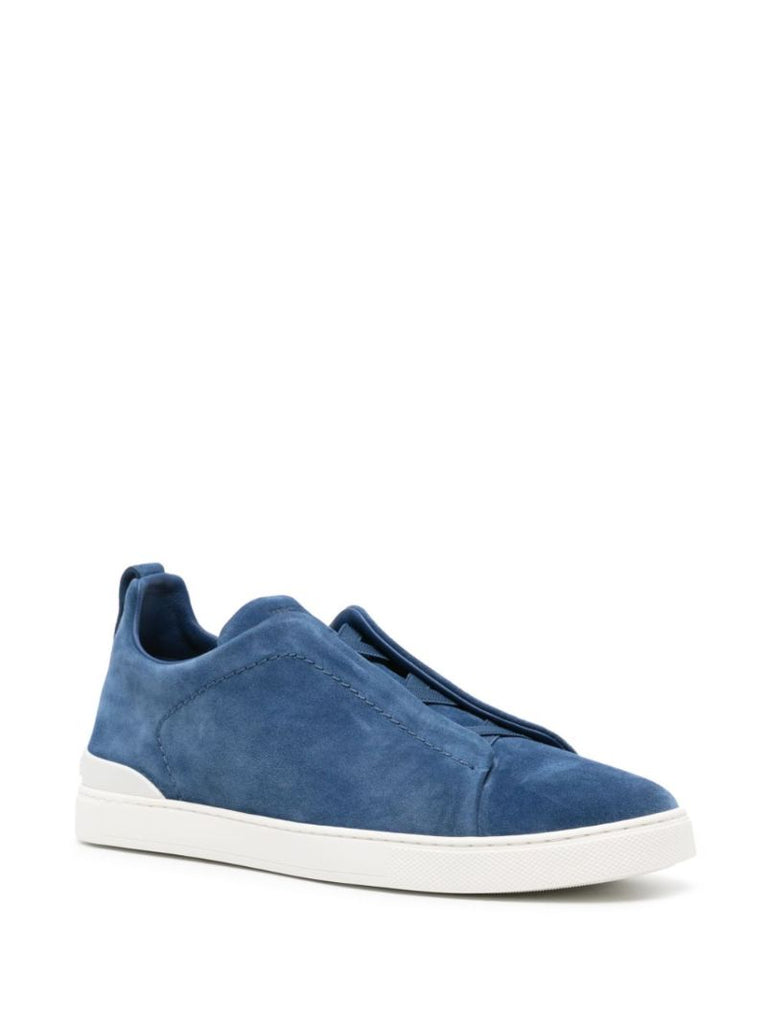 Blue Triple Stitch Suede Sneakers