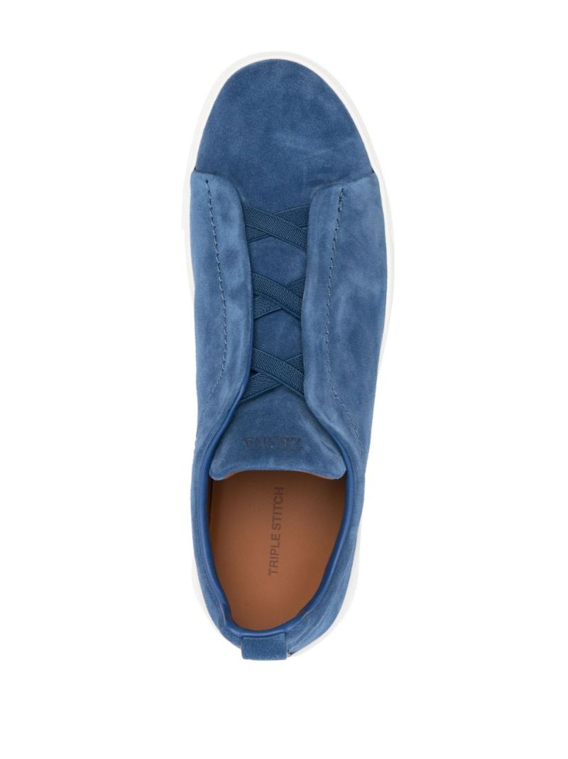 Blue Triple Stitch Suede Sneakers