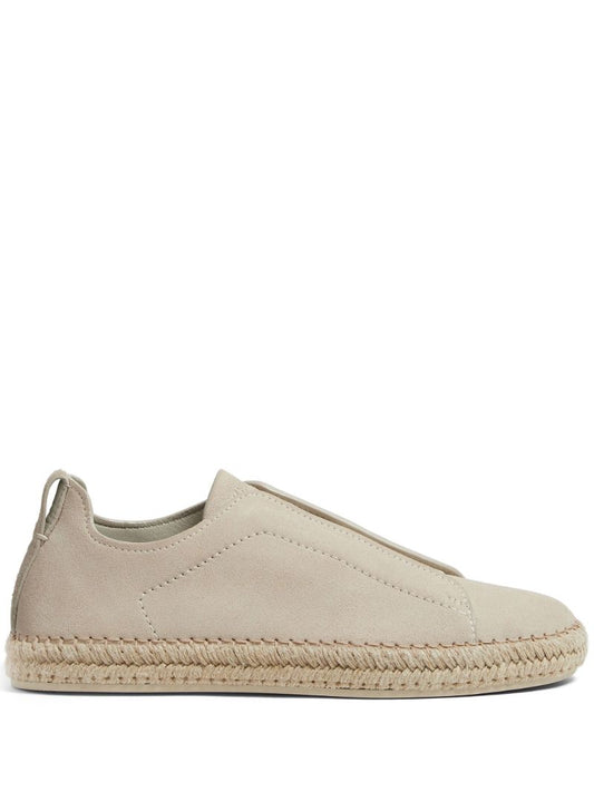 Beige Triple Stitch Suede Espadrilles