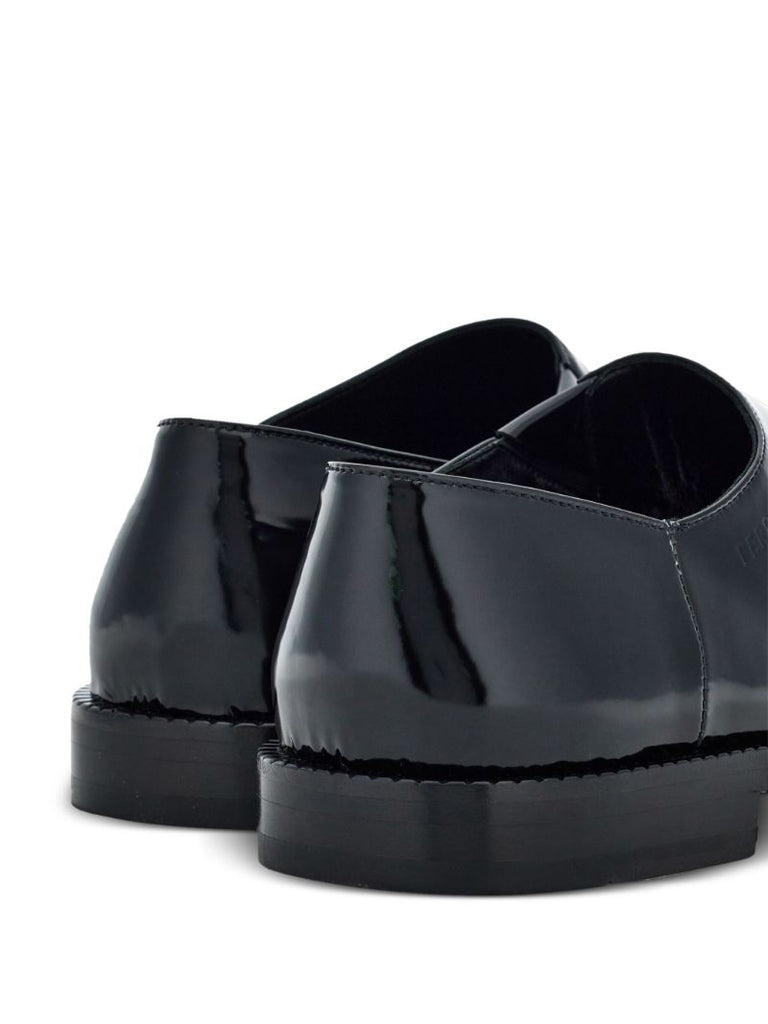 Black Patent Finish Peep Toe Loafers