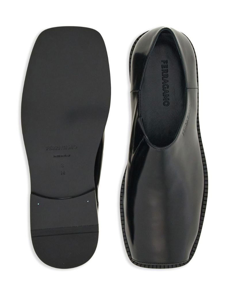 Black Patent Finish Peep Toe Loafers