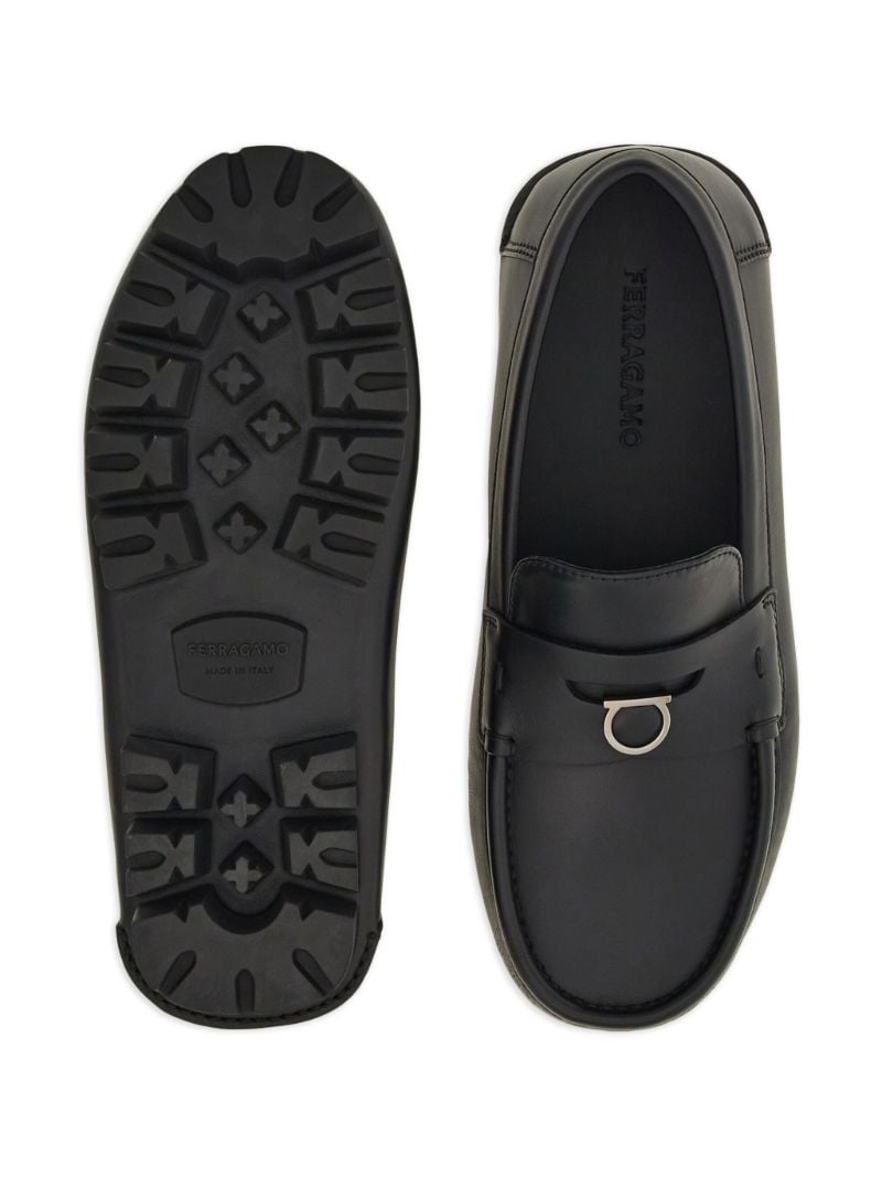 Black Logo Plaque Leather Loafers