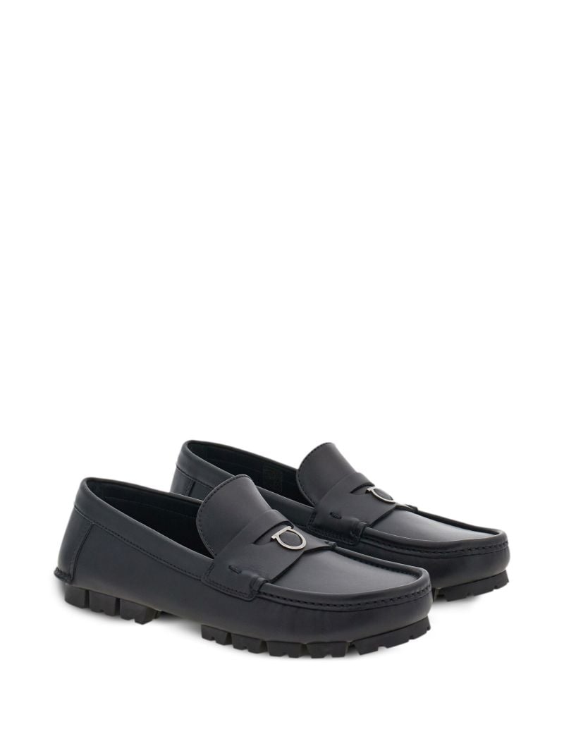 Black Logo Plaque Leather Loafers