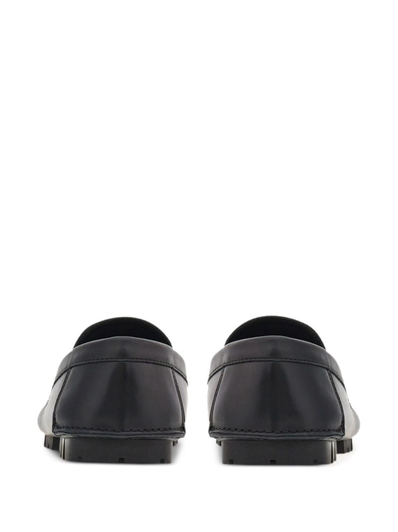 Black Logo Plaque Leather Loafers