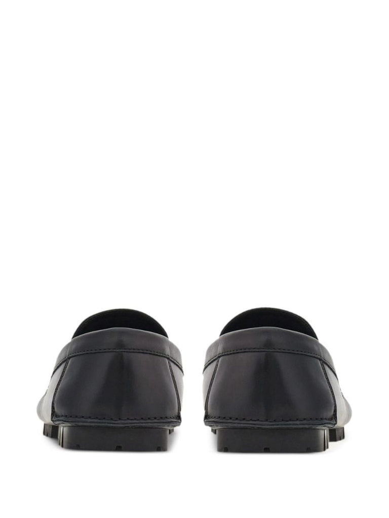 Black Logo Plaque Leather Loafers