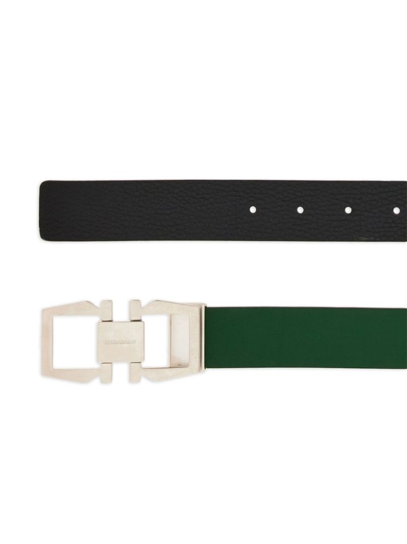 Green Gancini Reversible Leather Belt