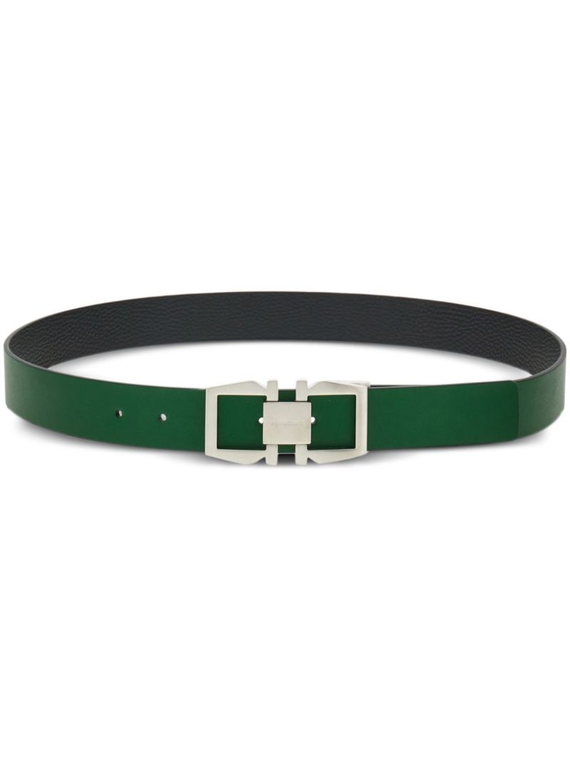 Green Gancini Reversible Leather Belt