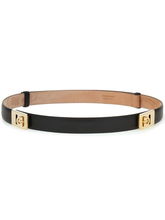 Black Gancini Leather Belt