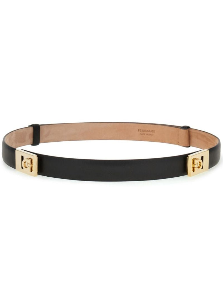 Black Gancini Leather Belt