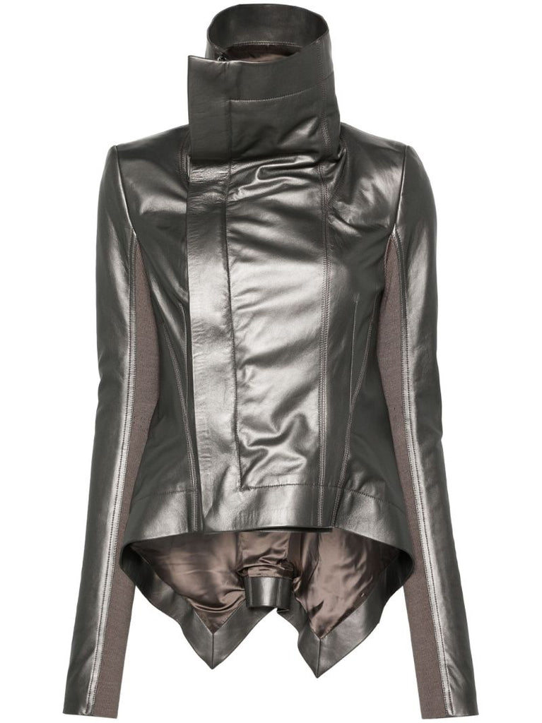 Grey Naska Leather Biker Jacket