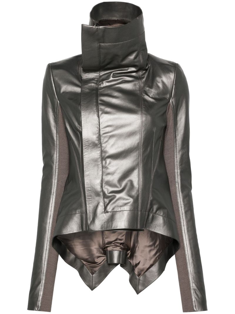 Grey Naska Leather Biker Jacket