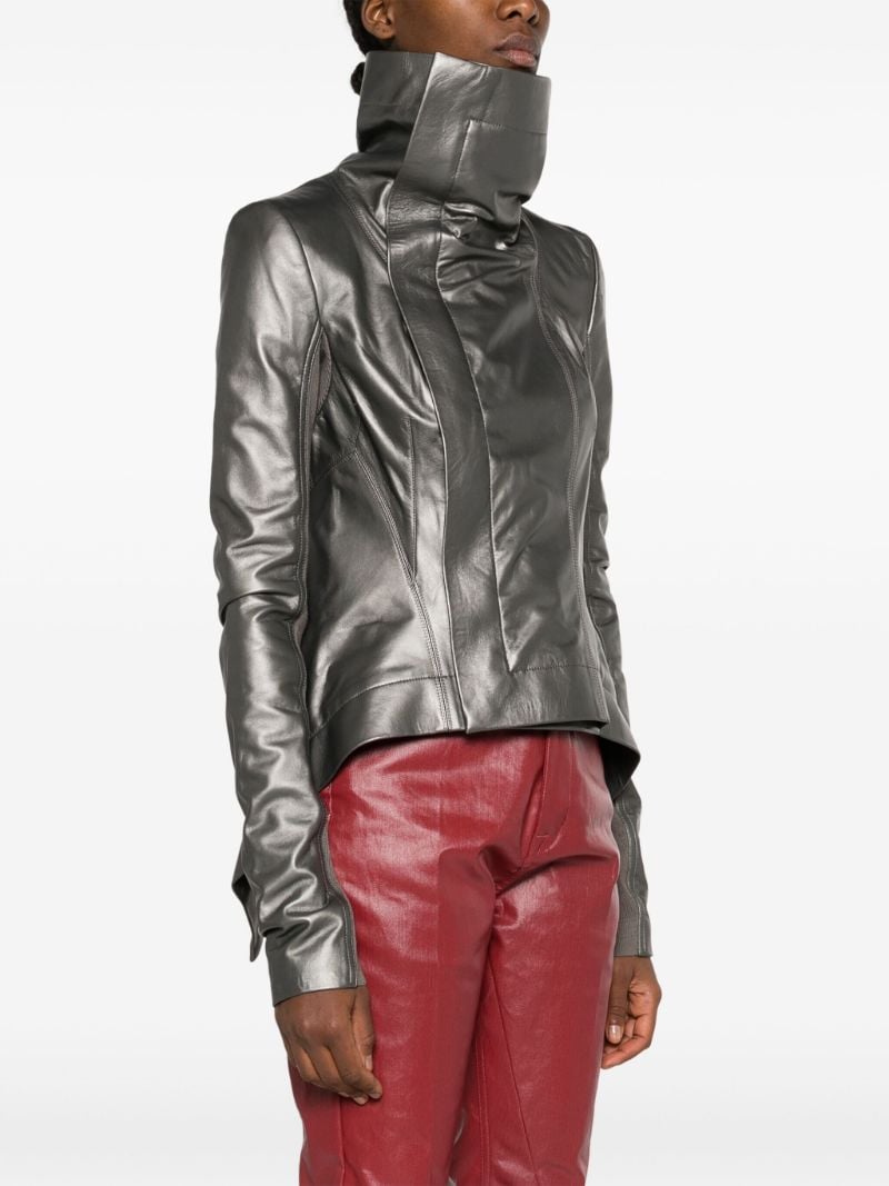 Grey Naska Leather Biker Jacket