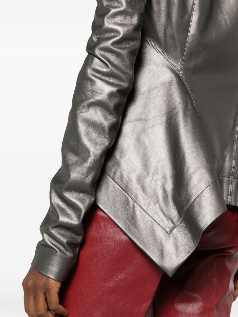 Grey Naska Leather Biker Jacket