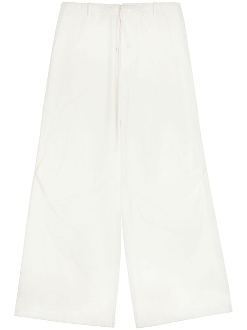 White Wide-leg Twill Trousers
