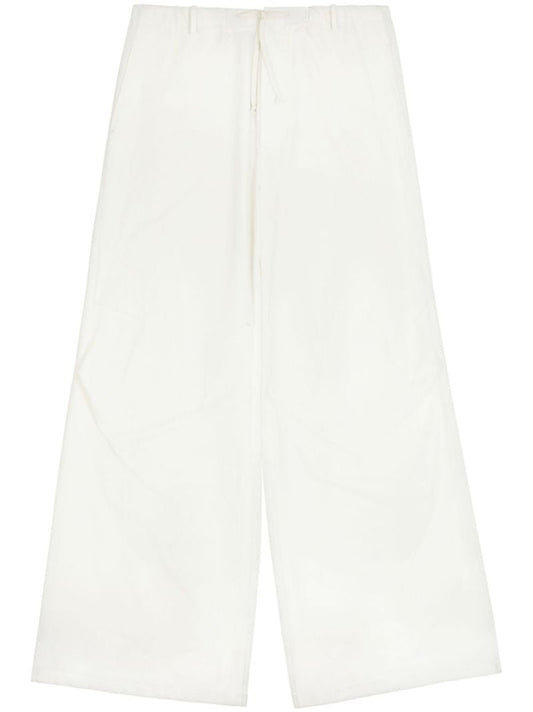 White Wide-leg Twill Trousers