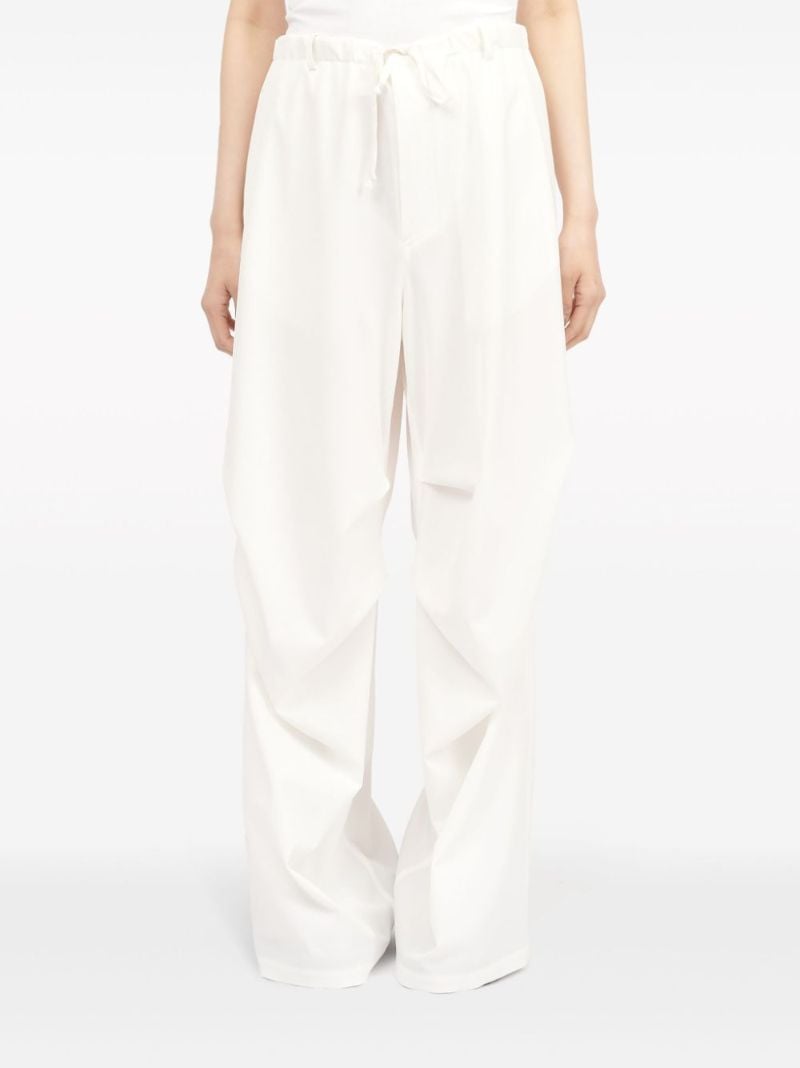 White Wide-leg Twill Trousers