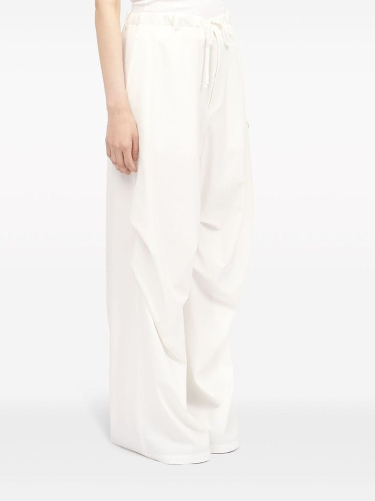 White Wide-leg Twill Trousers