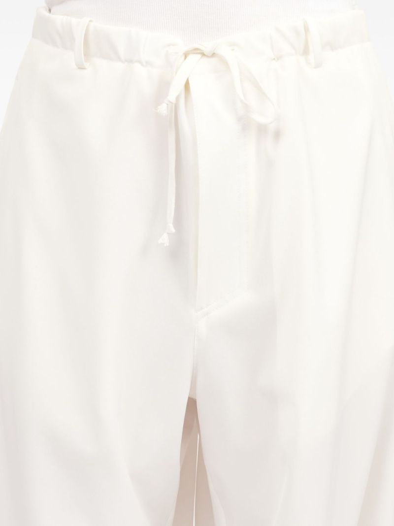 White Wide-leg Twill Trousers