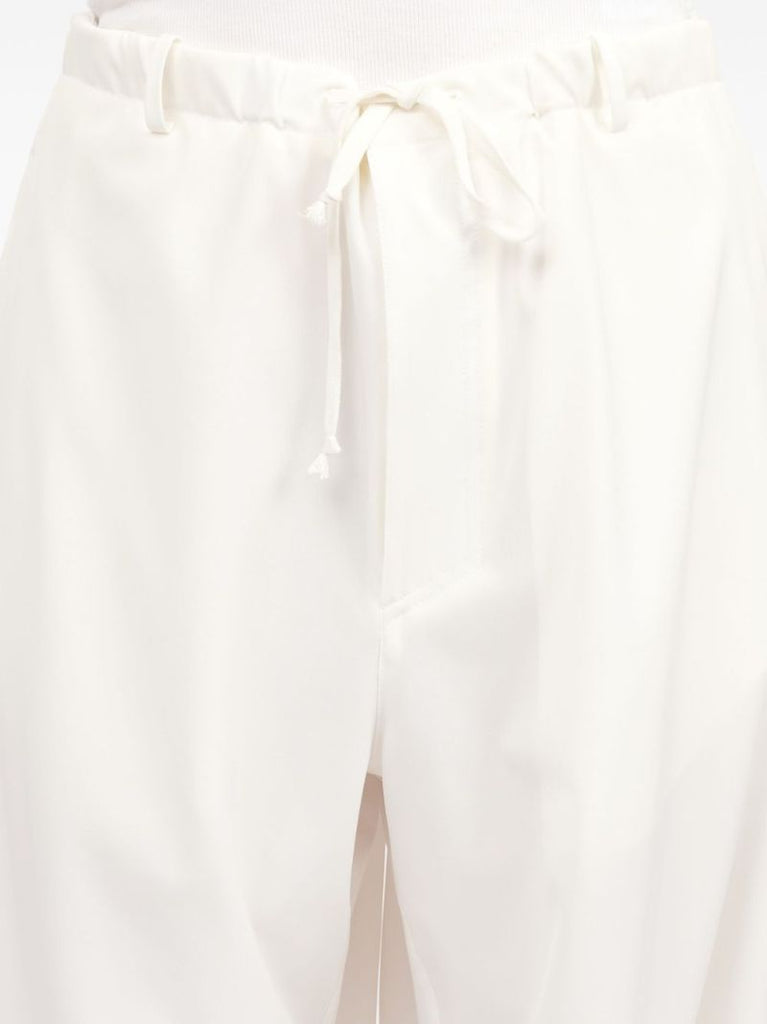 White Wide-leg Twill Trousers