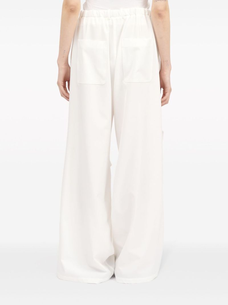 White Wide-leg Twill Trousers