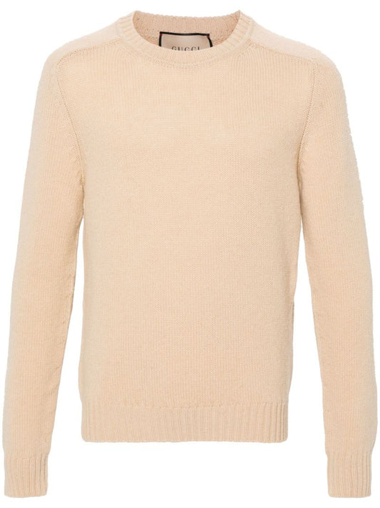Neutral Logo-embroidered Wool Jumper