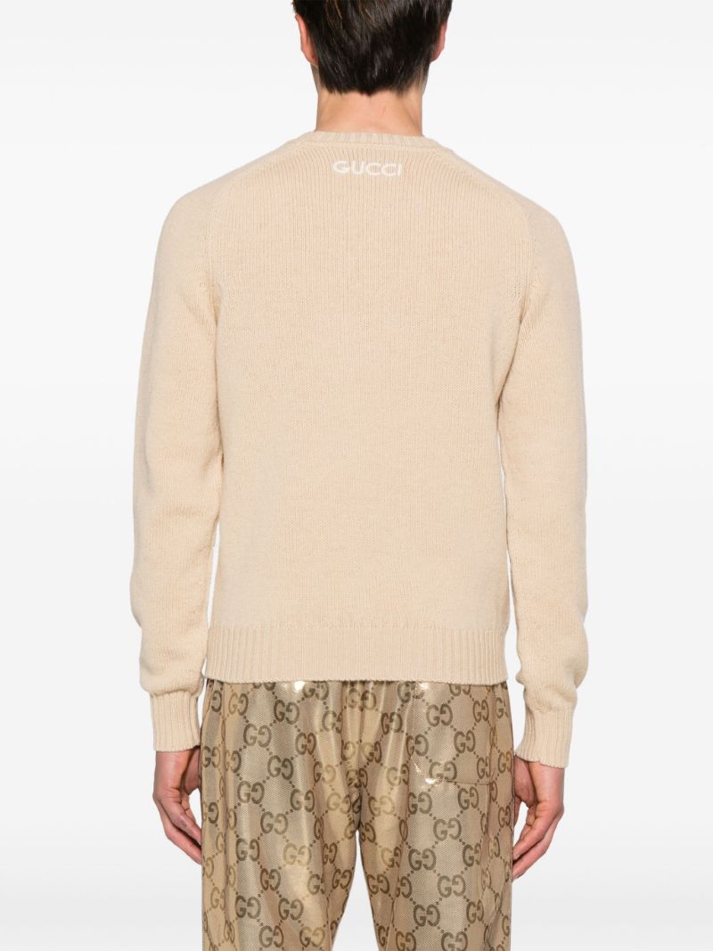 Neutral Logo-embroidered Wool Jumper