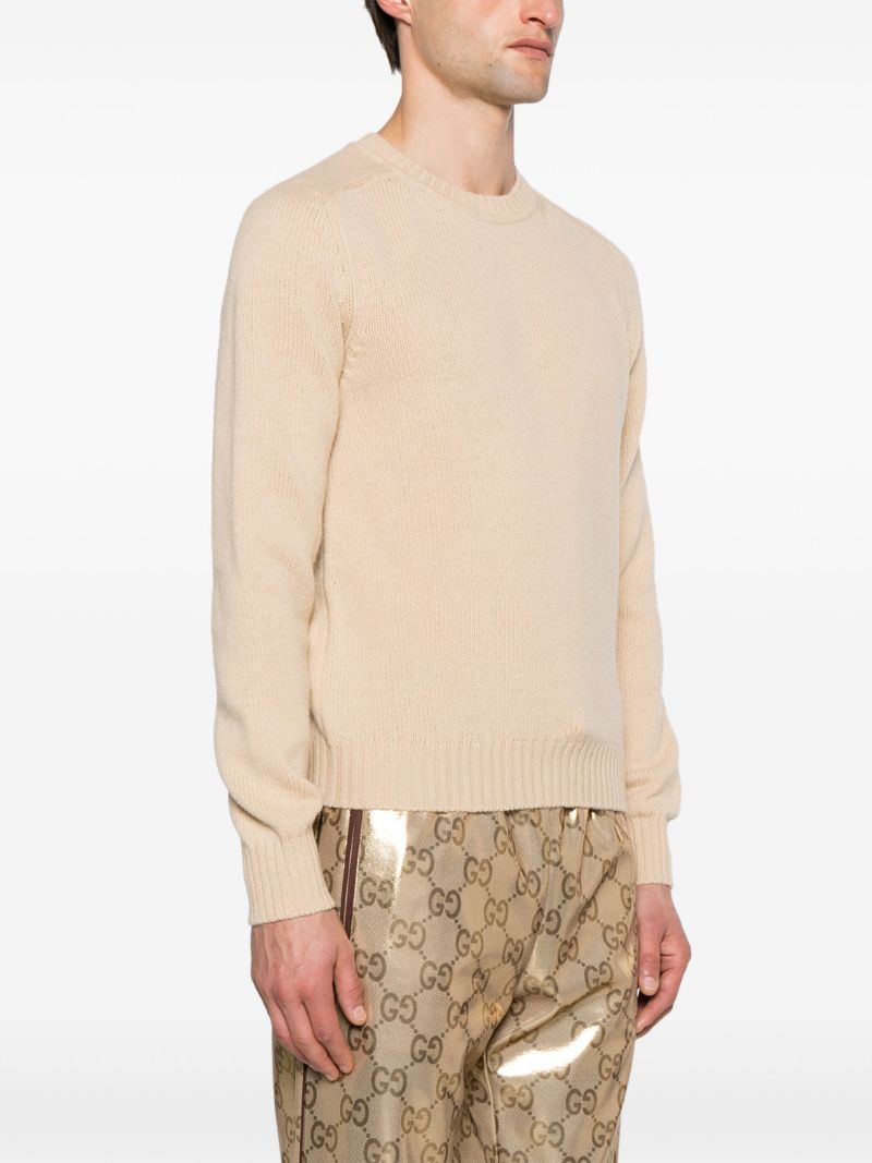 Neutral Logo-embroidered Wool Jumper